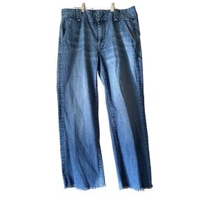 Seven 7 Premium Denim Jeans Womens‎ Size 14 Cropped Wide Leg Frayed Hem